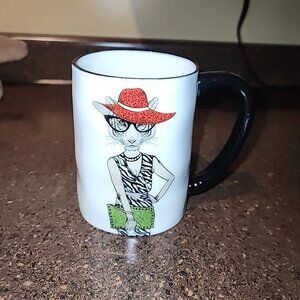 Signature Housewares Inc Hipster Tiger Fashionista Mug Animal Stoneware 17.5 Oz